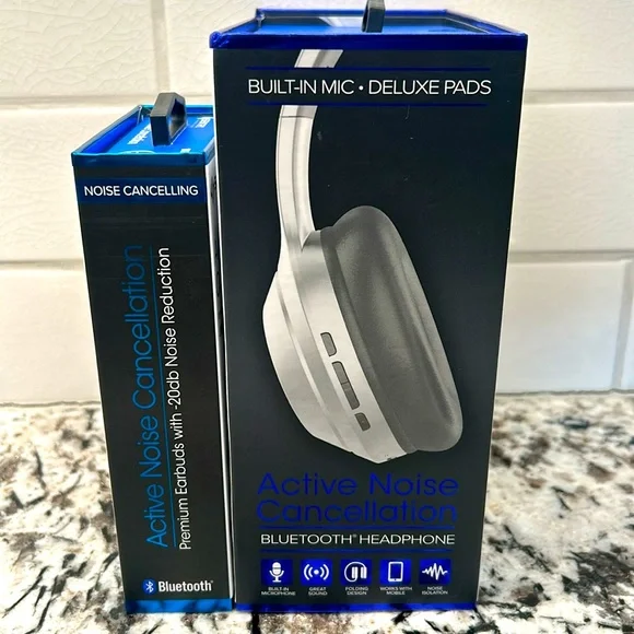 Sentry Noise Cancellation headphones and matching earbuds set - NIB